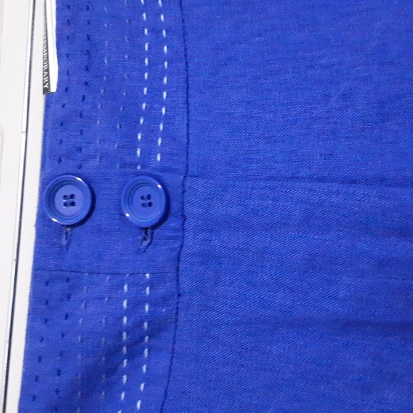 Cato Blue Cropped Pants Linen Women 12 Embroidered Vacation Office Casual Boho - Picture 4 of 8